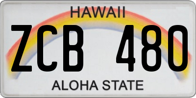 HI license plate ZCB480