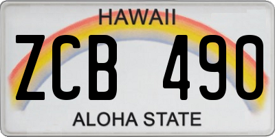 HI license plate ZCB490