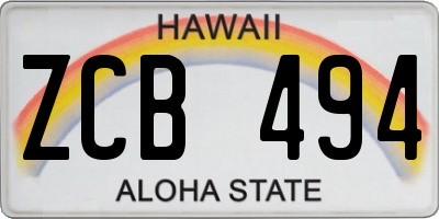 HI license plate ZCB494