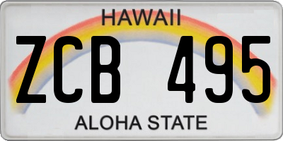 HI license plate ZCB495