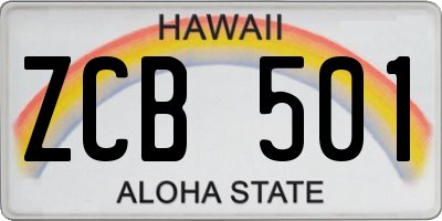 HI license plate ZCB501