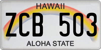 HI license plate ZCB503