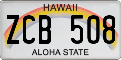 HI license plate ZCB508