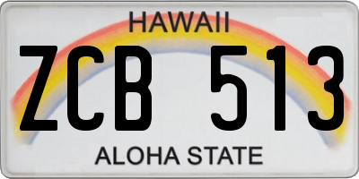 HI license plate ZCB513