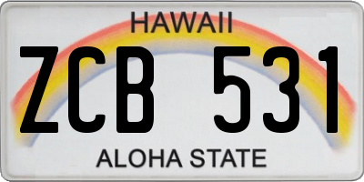 HI license plate ZCB531