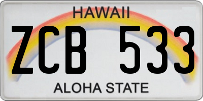 HI license plate ZCB533