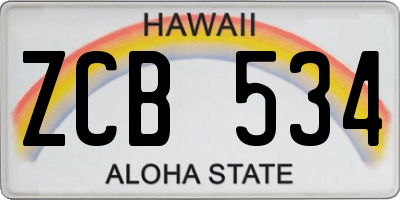 HI license plate ZCB534