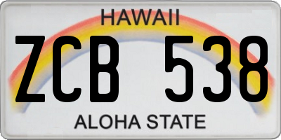 HI license plate ZCB538