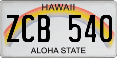 HI license plate ZCB540