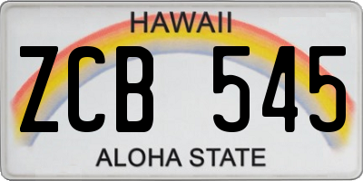 HI license plate ZCB545