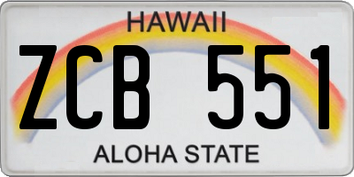 HI license plate ZCB551