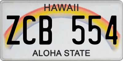 HI license plate ZCB554