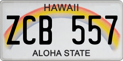 HI license plate ZCB557