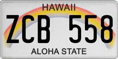HI license plate ZCB558