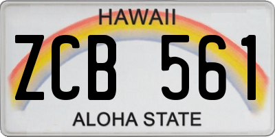 HI license plate ZCB561