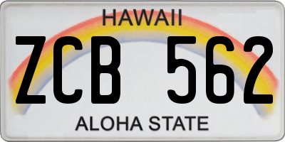HI license plate ZCB562