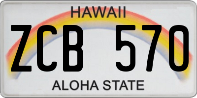 HI license plate ZCB570