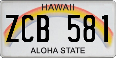 HI license plate ZCB581