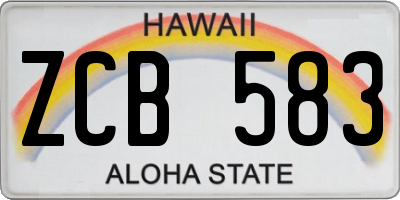 HI license plate ZCB583
