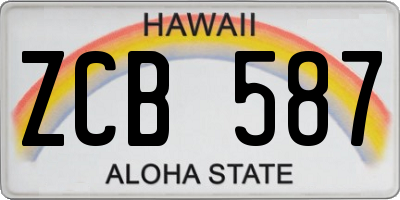 HI license plate ZCB587