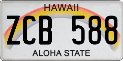 HI license plate ZCB588