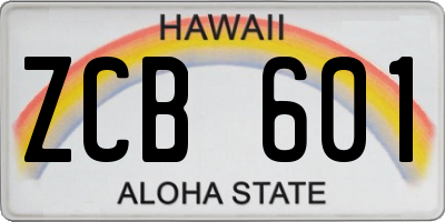 HI license plate ZCB601