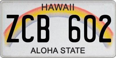 HI license plate ZCB602