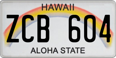 HI license plate ZCB604