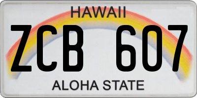 HI license plate ZCB607
