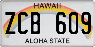 HI license plate ZCB609