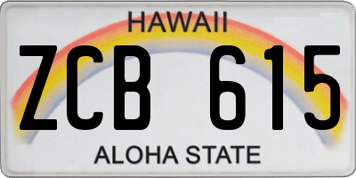 HI license plate ZCB615