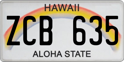 HI license plate ZCB635