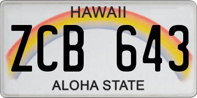 HI license plate ZCB643