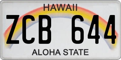 HI license plate ZCB644
