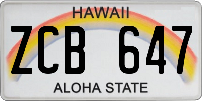 HI license plate ZCB647