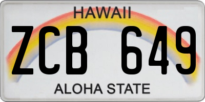 HI license plate ZCB649