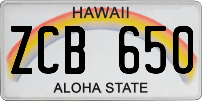 HI license plate ZCB650