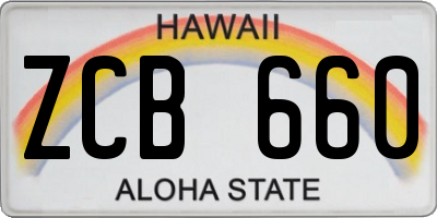 HI license plate ZCB660