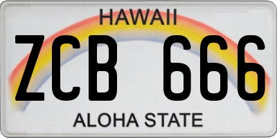 HI license plate ZCB666