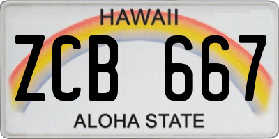 HI license plate ZCB667