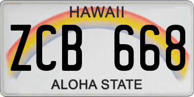 HI license plate ZCB668
