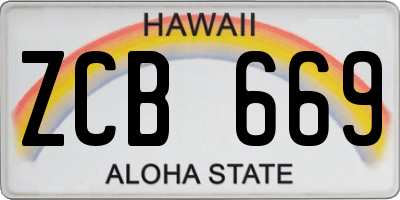 HI license plate ZCB669