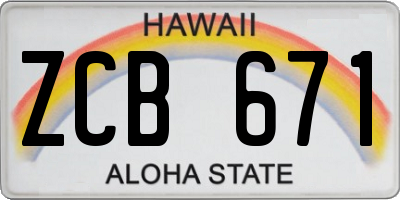 HI license plate ZCB671