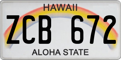 HI license plate ZCB672