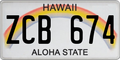 HI license plate ZCB674