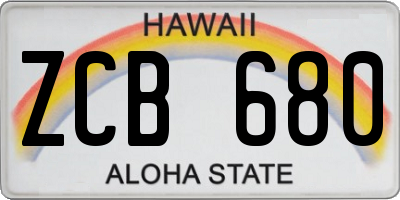 HI license plate ZCB680