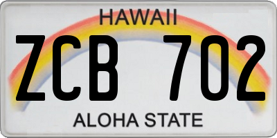 HI license plate ZCB702