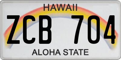 HI license plate ZCB704