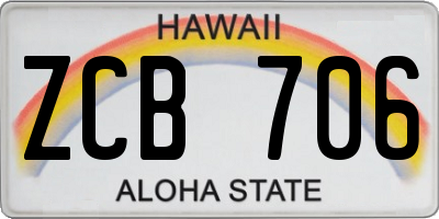 HI license plate ZCB706