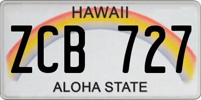 HI license plate ZCB727